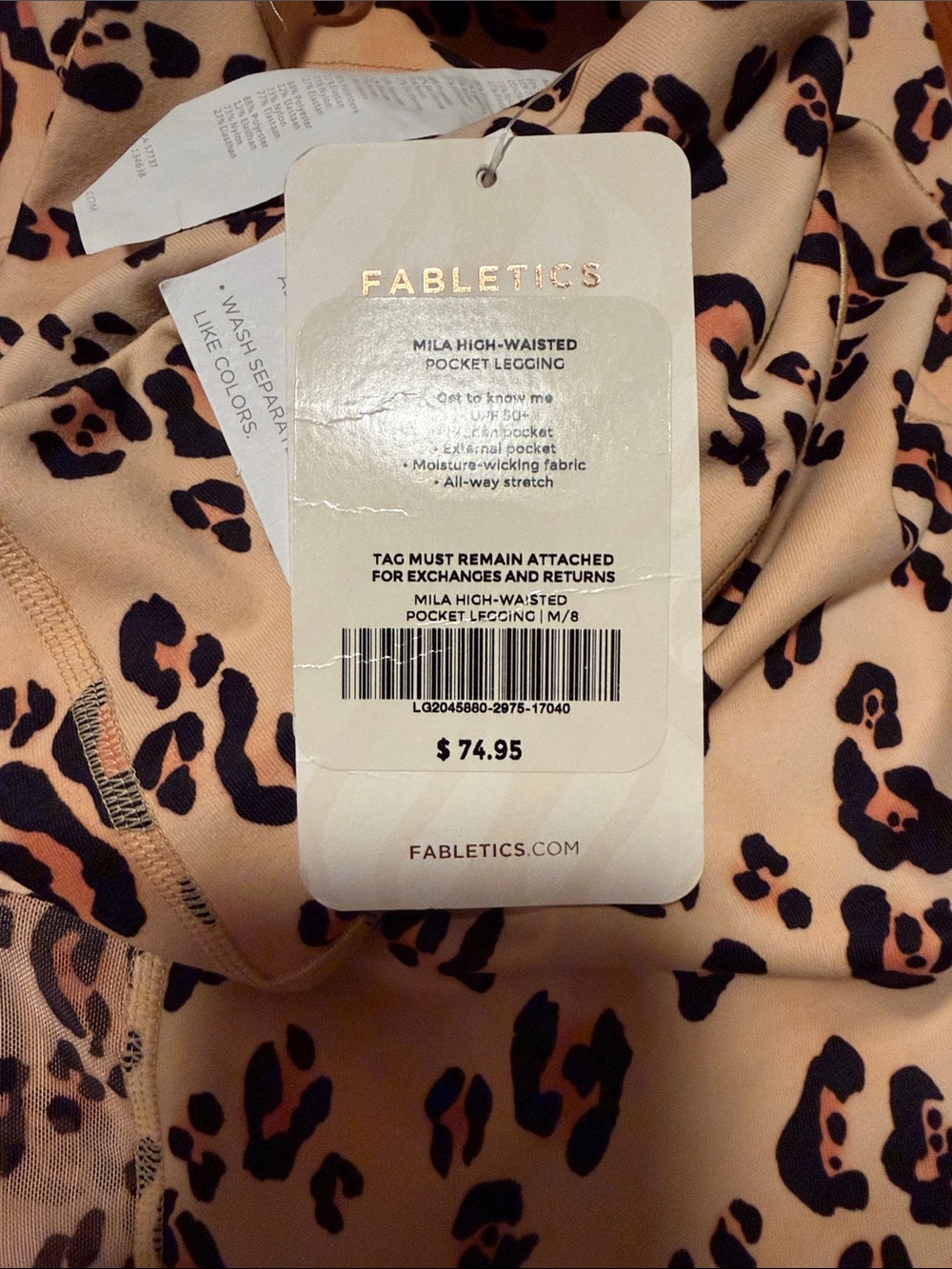 NWT Fabletics Leopard Print Active Leggings with Side Mesh Panels - Picture 6 of 6